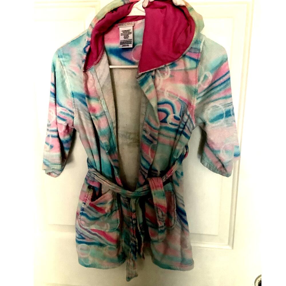 Saint Eve Swim Terry Robe Swimsuit Coverup Bath Robe Tie Dye Unicorn S 5/6